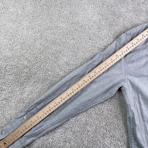 Criquet Shirt Mens Medium Grey Cotton Tencel Stretch Button Up Pockets - Picture 11 of 12